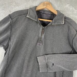 Bob Timberlake Quarter Zip Pullover Men's Small Gray Cotton Long Sleeve Sweater